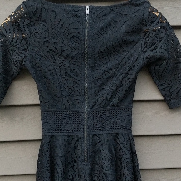 Aqua black lace zip up dress - Picture 8 of 16